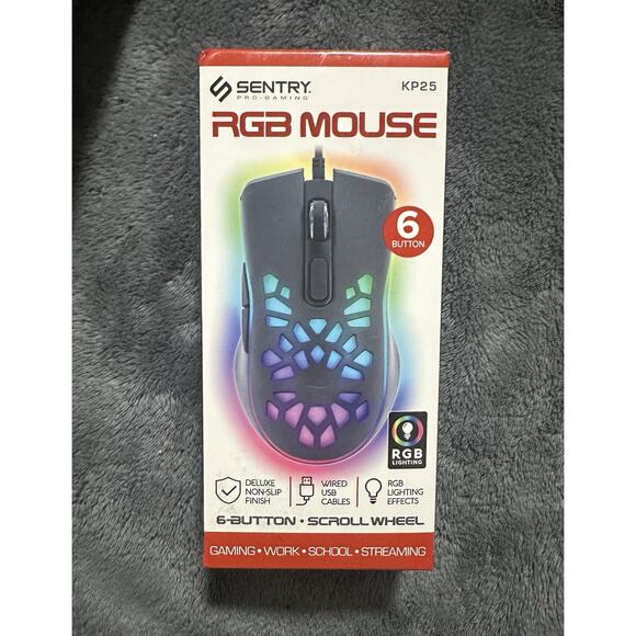 Sentry KP25 RGB Gaming Mouse 6-Button Wired USB Optical RGB Light-Up NEW Sealed - Picture 2 of 6